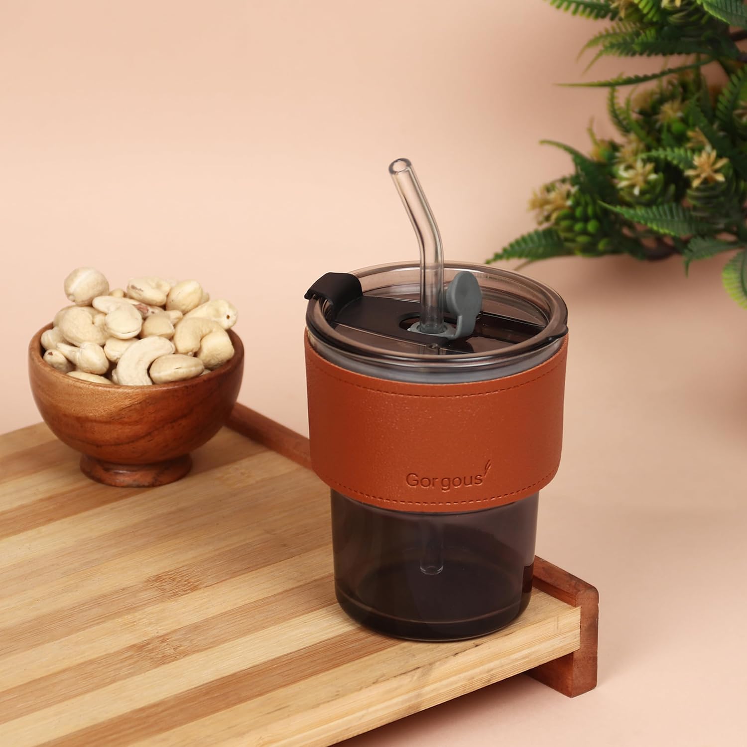 Over Glass Water Bottle with Straw